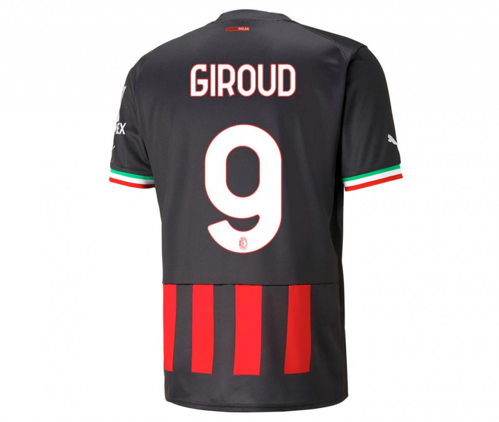 Maillot Ac Milan Domicile Giroud Noir Rouge Boutique Dispatche