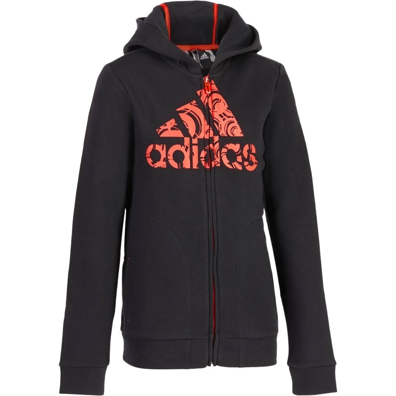 VESTE GYM FILLE NOIRE ORANGE ADIDAS
