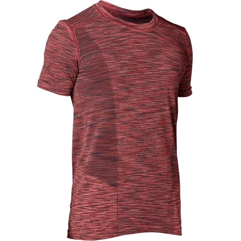T SHIRT MANCHES COURTES SANS COUTURES YOGA HOMME BORDEAUX CHINE