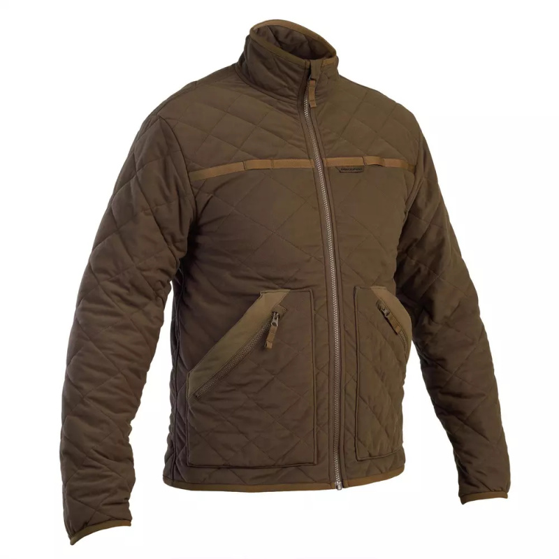 VESTE MATELASSÉE CHASSE SILENCIEUSE 500 MARRON.