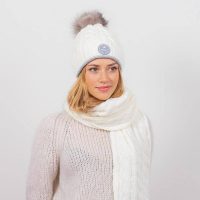 Bonnet avec 3 pompons interchangeables taille unique Cream gin white