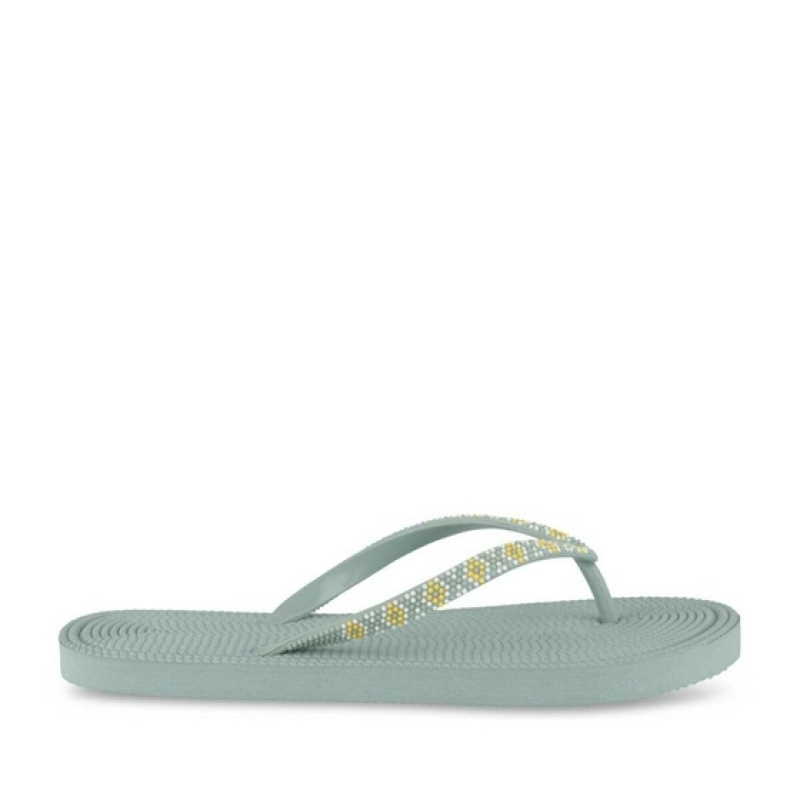 Tongs Plage VERT Femme motif Uni A enfiler